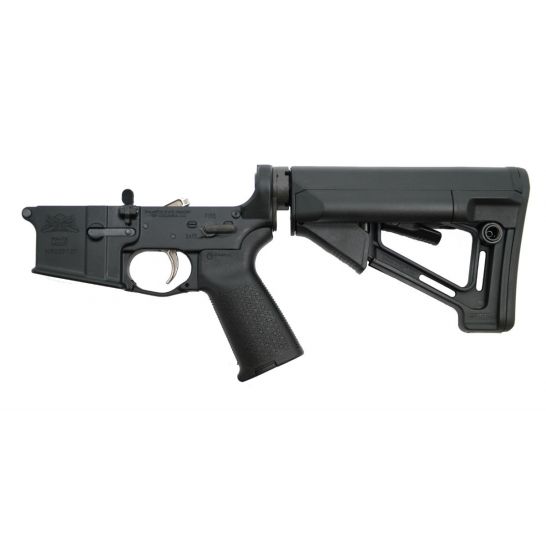 PSA AR-15 MOE STR LOWER RECEIVER WITH TWO-STAGE NICKEL BORON TRIGGER, BLACK - NO MAGAZINE
