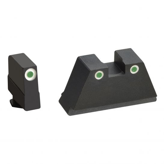 AMERIGLO TALL SUPPRESSOR 3X-LARGE HEIGHT SIGHT FOR ALL GLOCK PISTOLS, GREEN WITH WHITE OUTLINE FRONT AND REAR - GL349