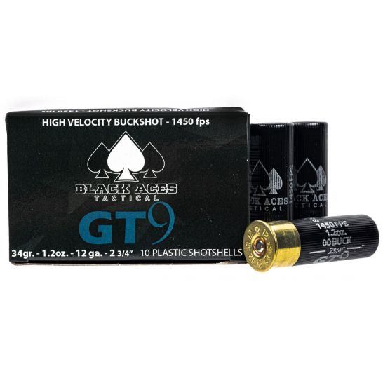 BLACK ACES TACTICAL PREMIUM 2.75" 00 BUCKSHOT 12 GAUGE AMMUNITION, 200 ROUNDS - BATGT9BUCK