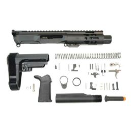 PSA GEN4 4″ 9MM 1/10 NITRIDE 5″ LIGHTWEIGHT M-LOK RAILED MOE EPT SBA3 PISTOL KIT